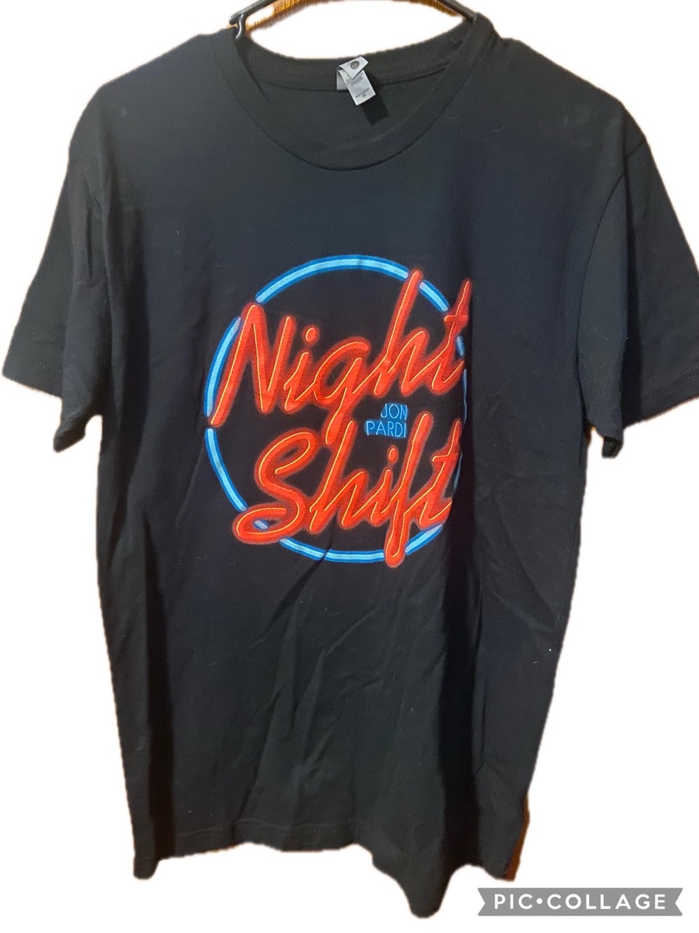 John Pardi Night Shift Graphic Tee - Black with Red & Blue Print
